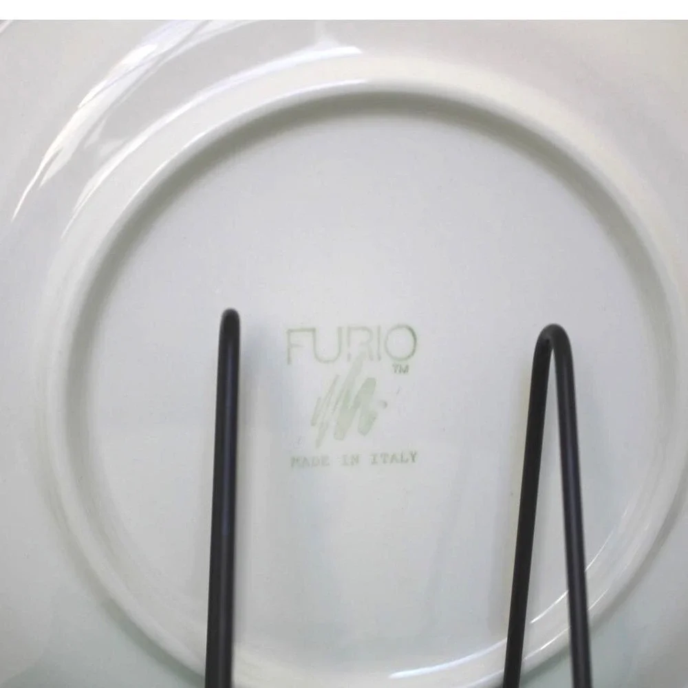 Furio Italy Large 12 inch Serving‎ Plate Platter Green Red Striped Ceramic